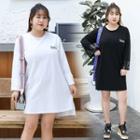 Sequin Panel Long-sleeve Mini T-shirt Dress