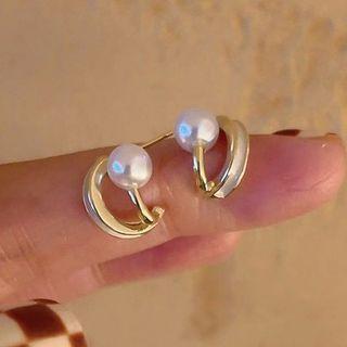Faux Pearl Drop Earring 1 Pair - S925 Silver Needle - White - One Size