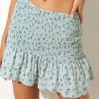 Floral Print High-waist A-line Mini Skirt