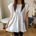 Cap-sleeve Slit-side Boxy T-shirt