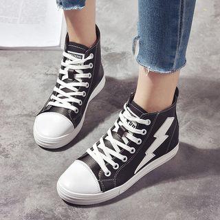 Flash Applique Lace Up High Top Sneakers