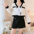 Button Jacket / A-line Skirt / Blouse / Set