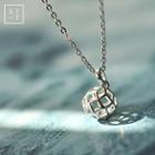 925 Sterling Silver Hollow Ball Pendant Necklace Silver - One Size
