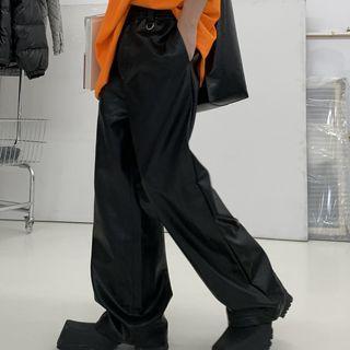 Faux Leather Baggy Pants / Wide Leg Shorts