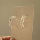 Beaded C-shaped Stud Earring One Size - One Size