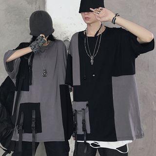 3/4-sleeve Paneled Cargo T-shirt