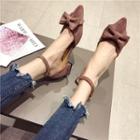 Bow-accent Fabric Pointed Pumps