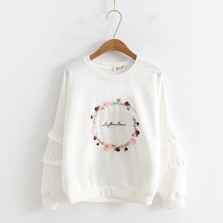 Embroidered Frill Trim Pullover