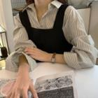 Dip-back Striped Cotton Shirt Ivory - One Size