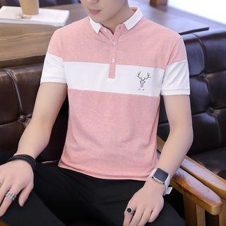 Short-sleeve Deer Print Polo Shirt