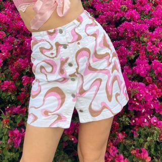 High Waist Pattern Print A-line Skirt