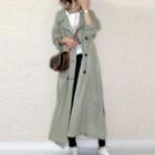 Double-breasted Maxi Trench Coat Green - M