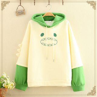 Monster Printed Color Block Hoodie