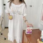 Puff-sleeve Round Neck Dress