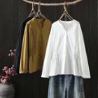 Long-sleeve Lace Panel Slim Fit Shirt