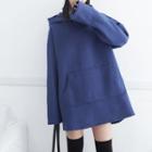 Loose-fit Slit-back Hooded Long Wool Pullover