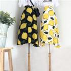 Lemon Printed Midi A-line Skirt
