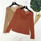 Long-sleeve Twisted Front T-shirt
