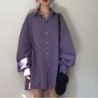 Plain Oversized Blouse Purple - One Size