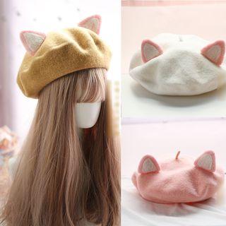Cat Ear Woolen Blend Beret Hat