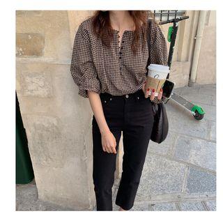 Checked Blouse As Shown In Figure - One Size