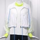 Cropped Windbreaker / Plain Short-sleeve T-shirt / Mock-neck Long-sleeve Knit Top / Cropped Leggings