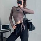 Applique Long-sleeve T-shirt / Plain Sweatpants