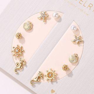 6 Pair Set: Seahorse Alloy Earring (various Designs) 03 - 11646 - Gold - One Size