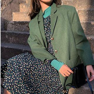 Plain Blazer / Long-sleeve Top / Long-sleeve Dotted Midi A-line Dress