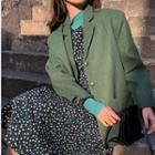 Plain Blazer / Long-sleeve Top / Long-sleeve Dotted Midi A-line Dress