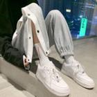 Contrast-trim Snap Button Sweatpants