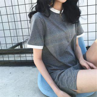Zip Front Short Sleeve Top
