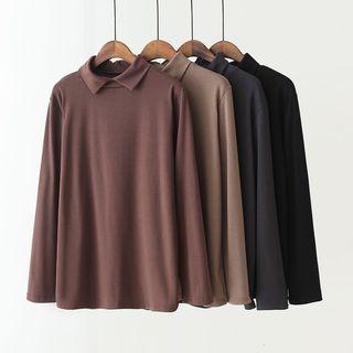 Polo-neck Long-sleeve T-shirt