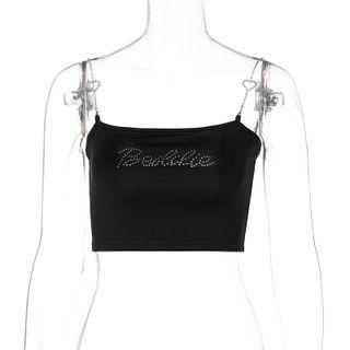 Rhinestone Lettering Camisole Top