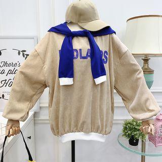 Corduroy Loose-fit Mock Two-piece Long Pullover