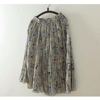 Floral Print Pleated Midi Skirt As Shown In Figure - One Size