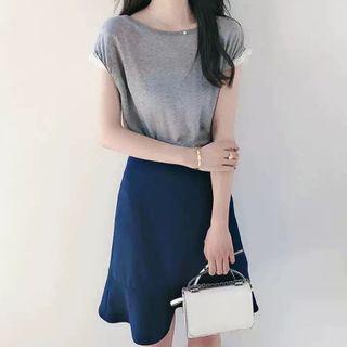Set: Cap-sleeve T-shirt + Mini A-line Skirt