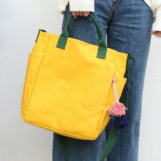 Color Block Canvas Shoulder Bag