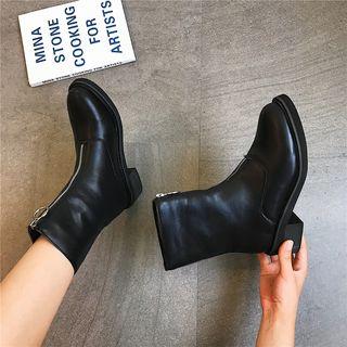 Zip Low Heel Short Boots