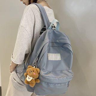 Front Pocket Plain Zip Nylon Backpack