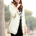 Fleece-lined Cable Knit Hooded Long Cardigan