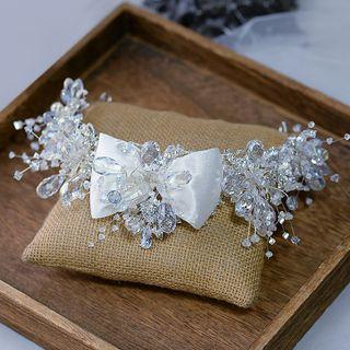 Wedding Rhinestone Bow Tiara White - One Size