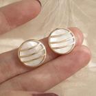 Scallop Disc Earring 1 Pair - S925 Silver - One Size