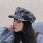 Houndstooth Belt Military Cap Black & White - One Size