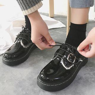 Faux Patent Leather Platform Shoes