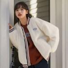 Fluffy Zip-up Jacket White - One Size