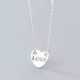 925 Sterling Silver Love Heart Pendant Necklace Silver - One Size