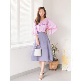 Plus Size Celebrity Embroidered Bell-sleeve T-shirt