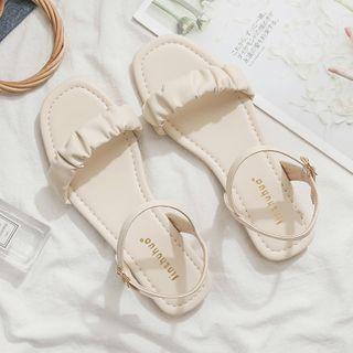 Shirred Ankle Strap Sandals