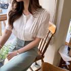 Round-neck Pintuck-front Blouse